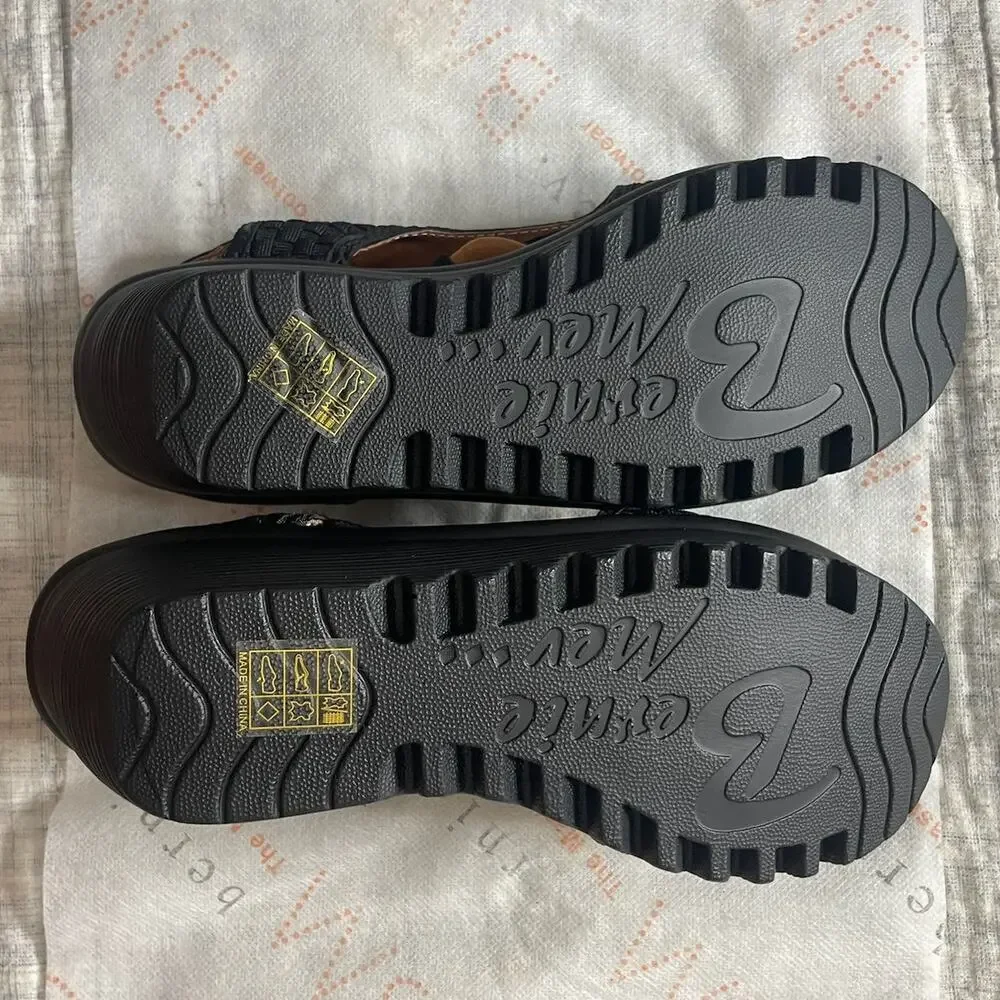 Bernie Mev Marcelo Lace Up Sandal Women 8/39 Black Boho Woven 2.75" Wedge NWOB - Picture 6 of 9